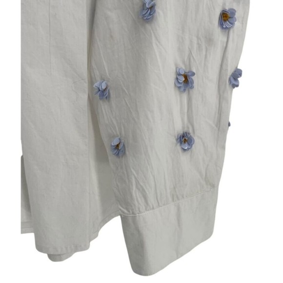 DHRUV KAPOOR Anthropologie Cotton Embroidered Button Down Shirt 3D Flowers Sz. S - Picture 6 of 11